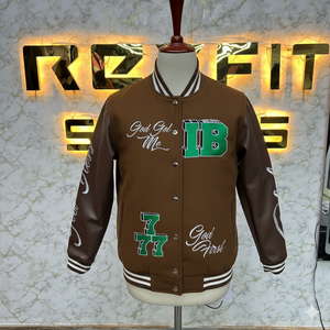 High Quality Custom Design Embroidered Wool and Silk Men's Jacket with <b>Covered</b> <b>Button</b> Closure versity jackets Lettermen jackets - Product Image 1