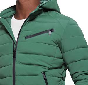 เสื้อแจ็กเก็ตแบบพองสำหรับผู้ชายใส่สบายมีฮู้ดและซิปสีล้วนมีสไตล์ - Product Image 6