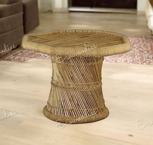 Table centrale en rotin mignon avec console en incrustation d'os à base en bois durable Tables basses en osier tissées à la main pour meubles de salon - Product Image 3