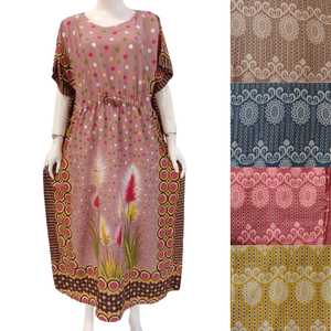 Chrysanta Robe caftan confortable à motif floral Activités d'intérieur décontractées avec cordon de serrage au milieu - Product Image 1