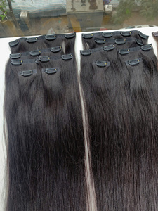 Prix d'usine Extensions vierges naturelles à clipser, double épaisseur, cheveux humains véritables, lisses, couleurs foncées, 100% vietnamiennes de haute qualité - Product Image 6