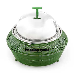 Green And White Finished Food Server Round Shape Hotel Supplies Designer Casserole Best Quality Luxury New Metal Food Warmer - Product Image 6