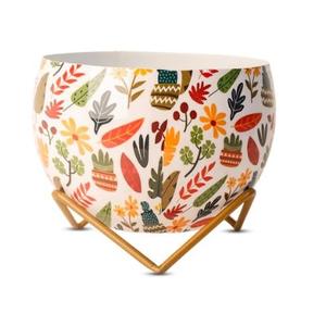 New Arrival Round Meena Pot with <b>Stand</b> Hand-Painted Aluminium Flower <b>Vase</b> Multi-Color Iron Planters for Home Decoration - Product Image 2