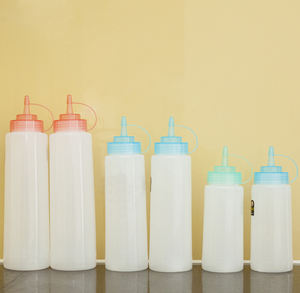 Bouteille de sauce en plastique de 450 ml sans BPA, qualité alimentaire, 15 oz, cylindrique, rechargeable, bouteille à presser pour assaisonnement, bouchon à vis pour ustensiles de cuisine - Product Image 2