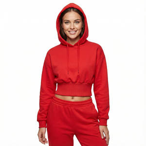 Sweat-shirts à capuche pour femmes en molleton de coton lourd, coupe courte, taille large, style élégant, épaules tombantes, prix de gros - Product Image 1