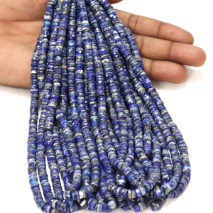 Cuentas Heishi de Lapislázuli Azul Gris Natural, Facetadas, en Forma de Neumático, 5-7 mm, Cuentas de Piedra Preciosa de Lapislázuli Gris, Facetadas, en Forma de Rueda - Product Image 5