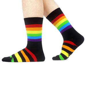 ถุงเท้ายาวของผู้ชายผู้หญิงถุงเท้ายาวผ้าฝ้ายคอมโบหลากสีสำหรับเทศกาลผลไม้มีความสุข - Product Image 3