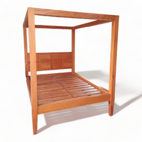 Lit mural élégant de style mid-century moderne en bois de mahogany massif, avec baldaquin artisanal, taille Queen/King, haute qualité pour la chambre à coucher