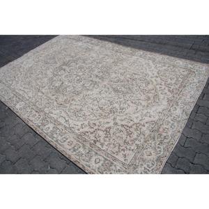 พรมขนาด 6.7x9.8 ฟุต, พรมวินเทจตุรกี, พรมลายดอกไม้สีเทาแดง - Product Image 2