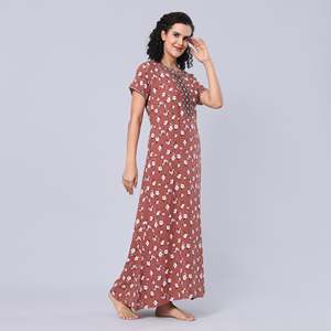 Evolove Camisón Maxi de Viscosa Súper Suave para Mujer, Cómodo Vestido de Noche de Popelina ODM con Bolsillo, Talla XS, Ropa de Casa - Product Image 5