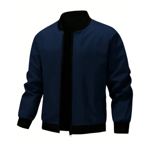 Chaqueta de béisbol con cuello levantado para deporte al aire libre informal, abrigo cortavientos de invierno con cremallera de satén sólido, regalo del Día del Padre con servicio OEM - Product Image 1
