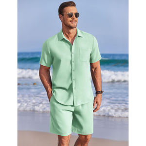 Vente en gros de nouveaux ensembles de shorts d'été décontractés pour hommes ensemble de survêtement uni à manches courtes avec short et t-shirt vêtements de marque pour hommes ensemble 2 pièces - Product Image 3
