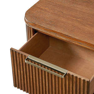 Mesita de Noche Moderna de Madera Maciza con Cajón, Panel Acanalado, para Hotel, Apartamento, Dormitorio - Product Image 5