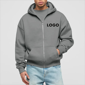 Custom Thick Cotton Men Zipper Hoodie cotton blended Boxy Blank Zip Hoodie Manufacturers Oversized Plain Zip up Hoodie - Product Image 2