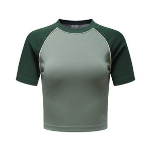 เสื้อยืดแขนสีตัดกันของผู้หญิงเสื้อยืด Raglan แบบกำหนดเองเสื้อยืด Raglan ระบายอากาศได้ฉลากส่วนตัว - Product Image 3