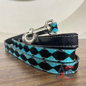 Lujoso perro que camina con patrón a cuadros, mango de cuero genuino, Collar de tracción, correa para perro mascota, arnés, accesorios para perros - Product Image 1