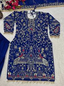 Nuevo Salwar Kameez Tradicional de Diseñador para Fiestas, con Bordado Pesado, Lentejuelas, Manga Larga, Dupatta de Crepé Natural, Envío Rápido - Product Image 2