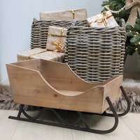 Décoration de Noël en bois et métal pour la maison, traîneau grandeur nature à double rangée, confortable, artisanat écologique, personnalisable, marque DC, fabrication en usine