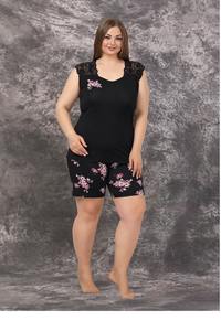 Ensemble de pyjama pour femmes grandes tailles, haut à manches courtes et short, vêtements de nuit confortables, vêtements de maison de grande taille - Product Image 6