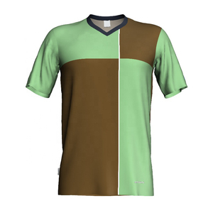 เสื้อฟุตบอลคอวีผู้ชาย สีเขียว-น้ำตาล ระบายเหงื่อได้ดี แขนสั้น ทรงปกติสำหรับผู้ใหญ่ พิมพ์ลายแบบ Sublimation - Product Image 1