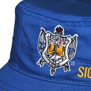 Sigma Gamma Rho SGRho Captain Blue Royal 20 lana 80 acrilico con stemma ricamato anteriore posteriore regolabile con borchie cappello da sorellanza - Product Image 3