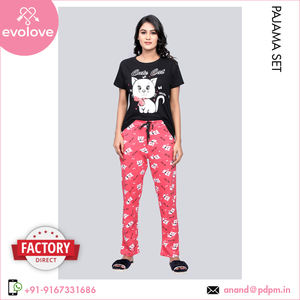 Distribuidor de confianza que vende la mejor calidad 100% algodón para mujer, ropa de dormir, ropa de salón, Conjunto de pijama de 2 piezas para mujer de verano - Product Image 2