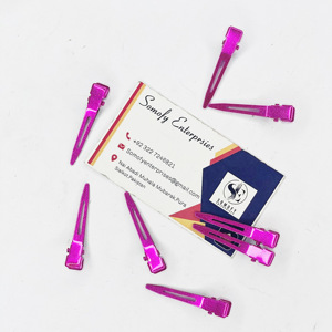 Customizable High Quality Pink Transparent Single Prong Metal <b>Clips</b> Duckbill <b>Hair</b> <b>Sectioning</b> Pins for Commercial <b>Hair</b> Extensions - Product Image 5