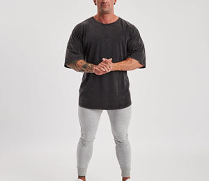 2025 de alta calidad gimnasio al aire libre lavado ácido hombres camisetas 100% algodón lavado ácido manga corta Ajuste de gran tamaño camiseta al por mayor para hombres - Product Image 3