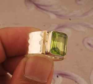 Bague de fiançailles et de mariage en argent sterling avec pierre druzy taille émeraude faite à la main, bijou vintage classique, cadeau - Product Image 2