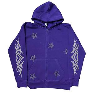 Sudadera con capucha de lana de algodón 100% para adultos, diseño de ropa de calle, bordado de diamantes de imitación, estampado Digital, cuello con capucha tejido para invierno - Product Image 1