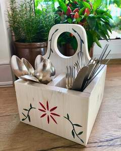 Caddy de madera con compartimentos perfecto para la organización diaria de la cocina, decoración de mesa de comedor y almacenamiento de elementos esenciales para el hogar - Product Image 2