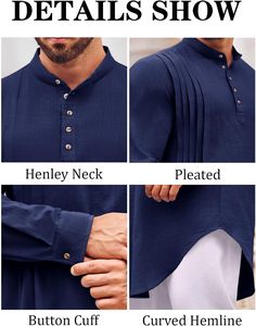 เสื้อคลุมคัฟตันผ้าฝ้ายไซส์ใหญ่สำหรับผู้ชาย แขนยาว สวมใส่สบาย สไตล์มุสลิม ทรงหลวม สีพื้น เหมาะสำหรับงานแต่งงานแบบดั้งเดิมของเอเชียและงานปาร์ตี้ - Product Image 5