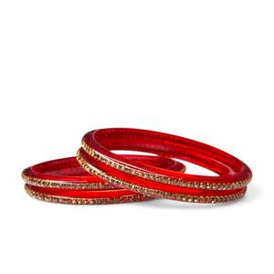 Best Selling Trendy Shiny <b>Red</b> Acrylic Imitation Pearl Bangle Wedding Stacking Ready to Ship for Women - Product Image 2