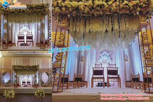 Mandap y Escenario con Temática de Velas Elegantes de Dst Exports, Pilares Metálicos Contemporáneos, Chuppah para Bodas al por Mayor, Mandap de Diamantes en el Reino Unido - Product Image 6