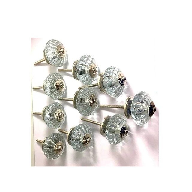 Best Quality Set of 5 Pcs Antique Vintage Old Glass Light White Door Knob with Door Plate Architectural Salvage From India