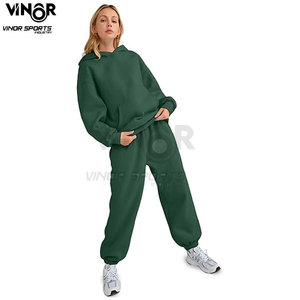 Vente en gros de vêtements pour femmes Ensemble 2 pièces pantalon de survêtement et sweat à capuche en polaire de haute qualité avec logo personnalisé Survêtements et survêtements de style - Product Image 5