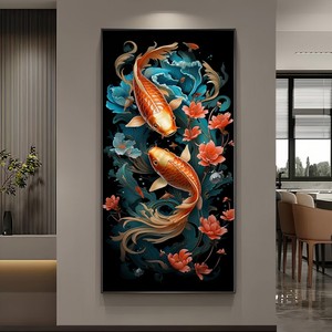 2025 NEW Modern Luxury Living Room Home Decor Nordic Animal LUCK Koi Fish <strong>Canvas</strong> Painting <strong>Digital</strong> Led <strong>Light</strong> Decorative Wall Art - Product Image 3