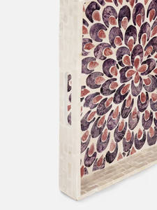 Espléndido diseño de patrón floral impecable, vacaciones árabes, Ramadán Eid, bandeja para servir con incrustaciones de nácar de Vietnam - Product Image 3