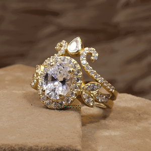 Oval and Pear Cut Moissanite Sterling Silver Prong Setting Heavy Bridal Engagement <b>Ring</b> <b>Set</b> for <b>Women</b> - Product Image 2