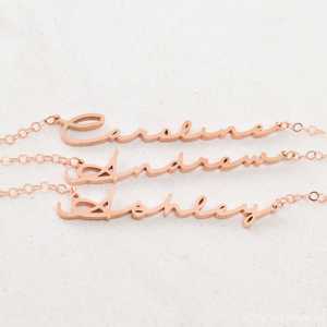 Personalized 14K Gold Plated Brass <b>Necklace</b> Custom Signature Font Name <b>with</b> Link Chain Cute Style for Anniversary - Product Image 4