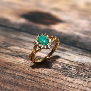 925แหวนเงินสเตอร์ลิงสไตล์โบโฮแหวนหมั้นของผู้หญิงสีเขียวโอปอลย้อมสีและสีขาว CZ ชุบทองการตั้งค่าคลาสสิก - Product Image 4