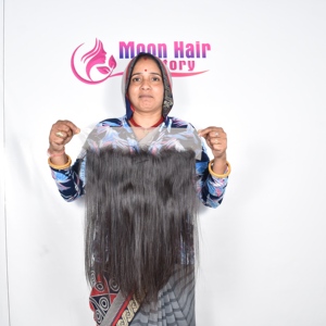 Prix de gros d'usine, extensions de cheveux humains 100% authentiques, naturelles, non traitées, frontales droites, fournisseur indien brut, par l'exportation - Product Image 2