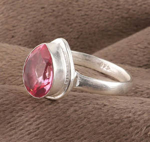 Bague vintage artisanale en laiton avec pierre précieuse en quartz hydro rose 9x12MM, bijou tendance en pierre naturelle pour cadeau d'anniversaire et pour elle - Product Image 4