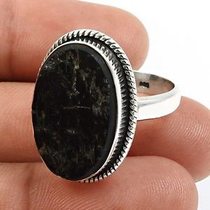 Anniversaire femmes fête cadeau bague tourmaline noire pierre précieuse naturelle prix de gros 925 bague en argent Sterling fournisseur de bijoux inde - Product Image 1