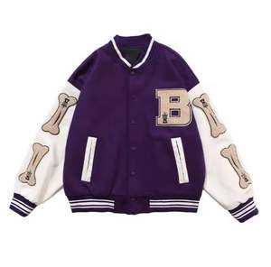Vente en gros Printemps OEM Personnalisé Hiver Vintage École Collège Hommes Vestes & Manteau Laine Letterman Bomber Baseball Varsity Veste Homme - Product Image 3