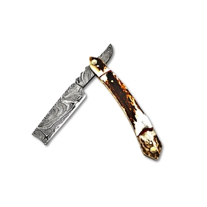 Maquinilla de afeitar de acero de Damasco hecha a mano personalizada, recta, plegable, lista para afeitar, cuchillos de hoja de peluquero, soporte OEM para cuerno, uso Industrial DIY - Product Image 1