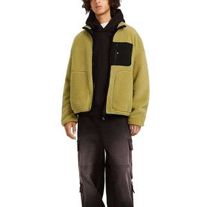 Veste en polaire sur mesure à manches longues avec col montant et broderie, couleur unie, chaude, pour homme, coupe ample, pour l'hiver - Product Image 4