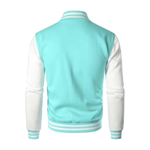 Men's Custom Wool Letterman Baseball Coat Canvas Stand Collar Front Logo <b>Varsity</b> <b>Jacket</b> with Embroidery Casual Winter - Product Image 3