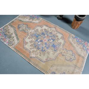 Tapis de Grande Surface Oriental Beige Bleu 3.7 X 6.5ft Tapis de Chambre Rectangle Turc en Laine avec Support en Latex pour Couloir de Salon - Product Image 4
