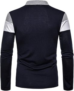 Polo ajustado a rayas de manga larga con estampado de calor a la moda Anti-Pilling 100 por ciento de algodón de talla grande para hombre - Product Image 5